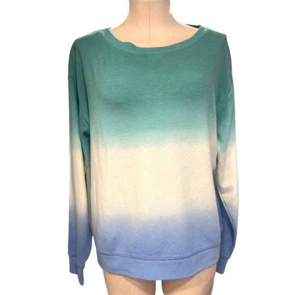 Splendid Waffle Knit Lightweight Looser Fit Ombré Long Sleeve Top - Picture 2 of 14